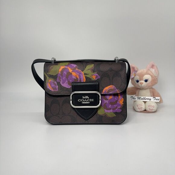 Coach CL415 Morgan Square Crossbody In Signature Canvas With Rose Print NWT $520